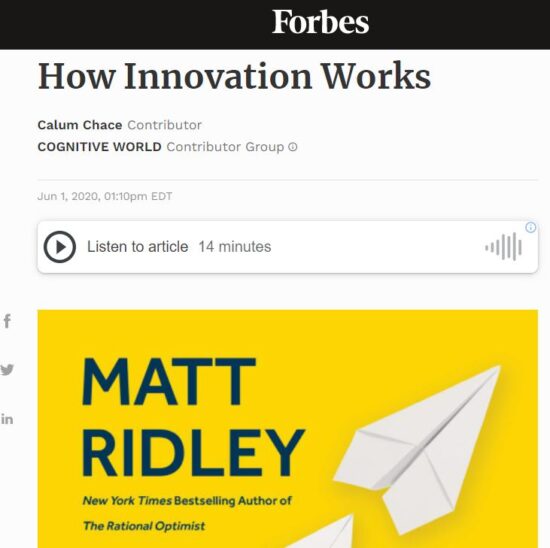 Book review: “How Innovation Works” by Matt Ridley